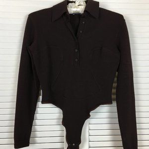 Beautiful ALAIA Long Sleeve 'Equestrian' Dark Brown Sweater, Size M*